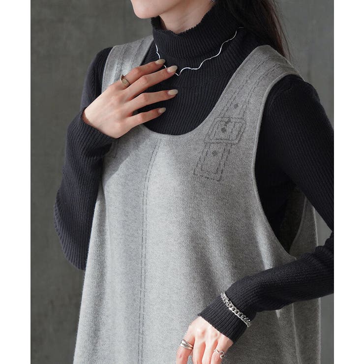 ワンピース ニット サスペンダー | HUG.U | 詳細画像3 