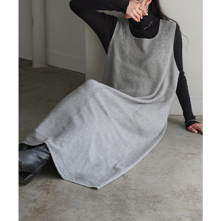 ワンピース ニット サスペンダー | HUG.U | 詳細画像7 