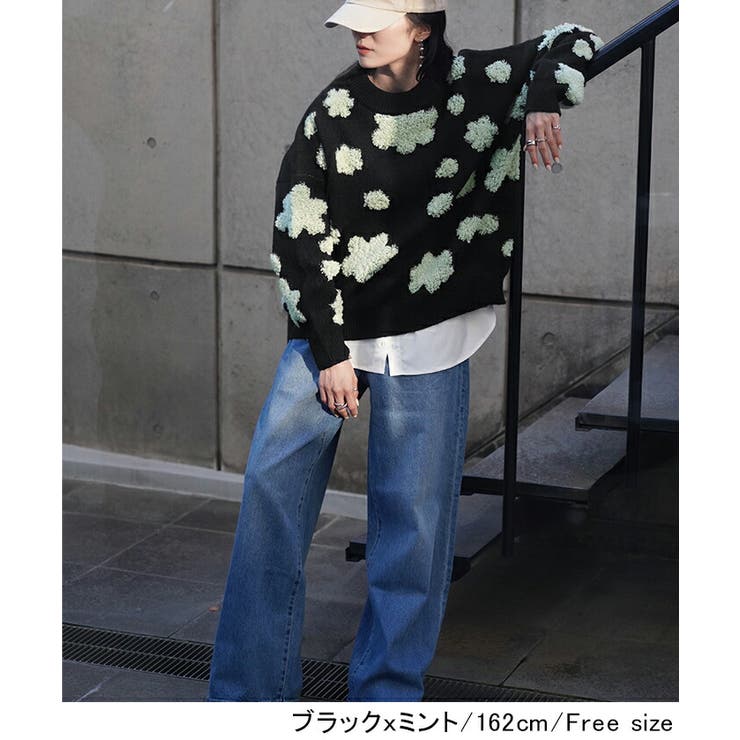 ニット 花柄 セーター[品番：HHHW0004488]｜HUG.U（ハグユー）の