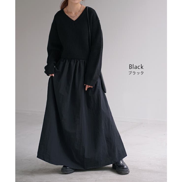 ワンピース 異素材MIX ドッキング | HUG.U | 詳細画像12 