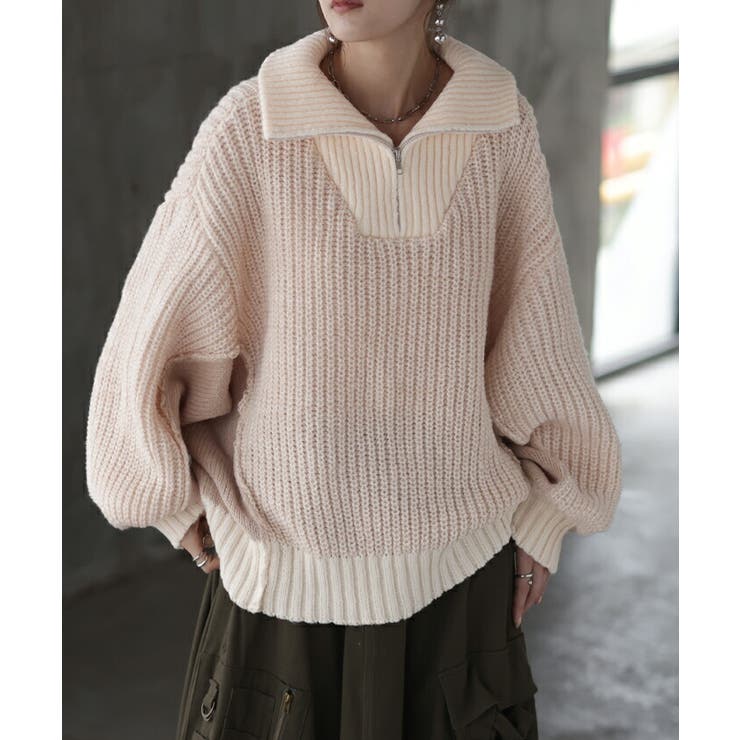 ニット ハーフジップ ハイネック | HUG.U | 詳細画像2 