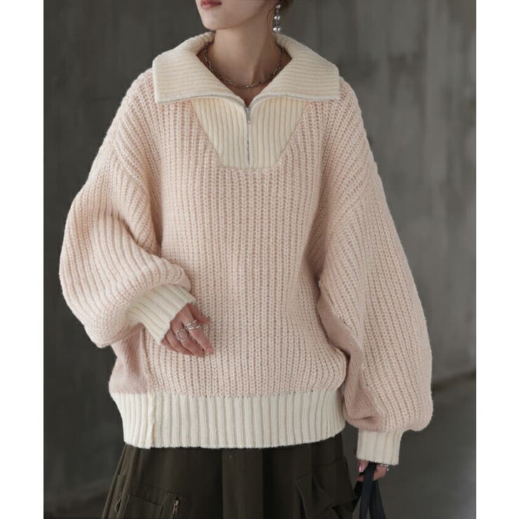 ニット ハーフジップ ハイネック | HUG.U | 詳細画像5 