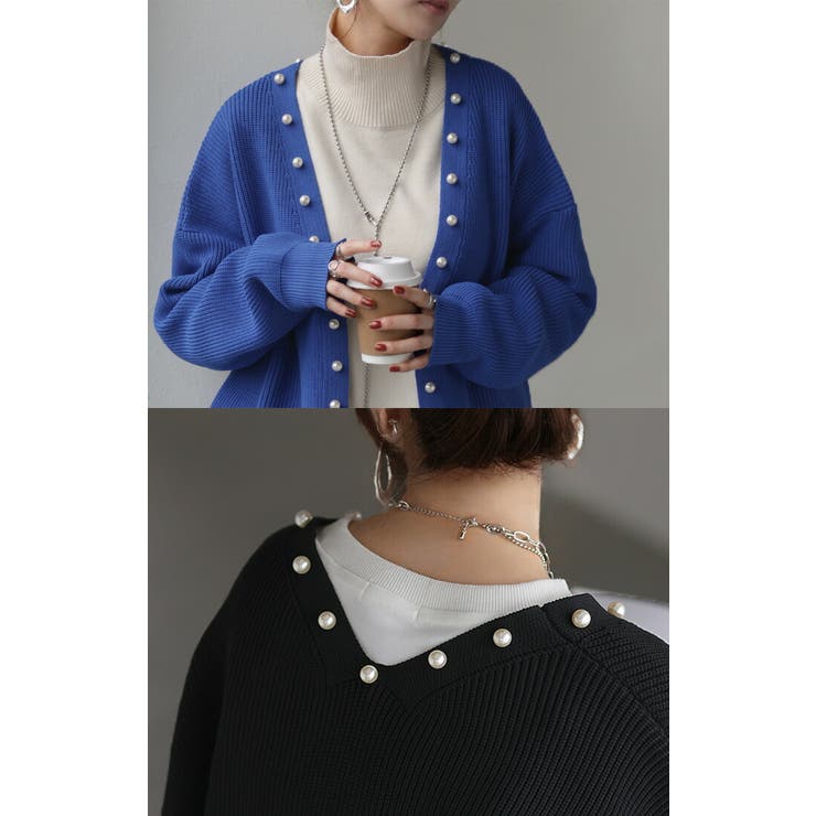 カーディガン 大粒 パール | HUG.U | 詳細画像3 