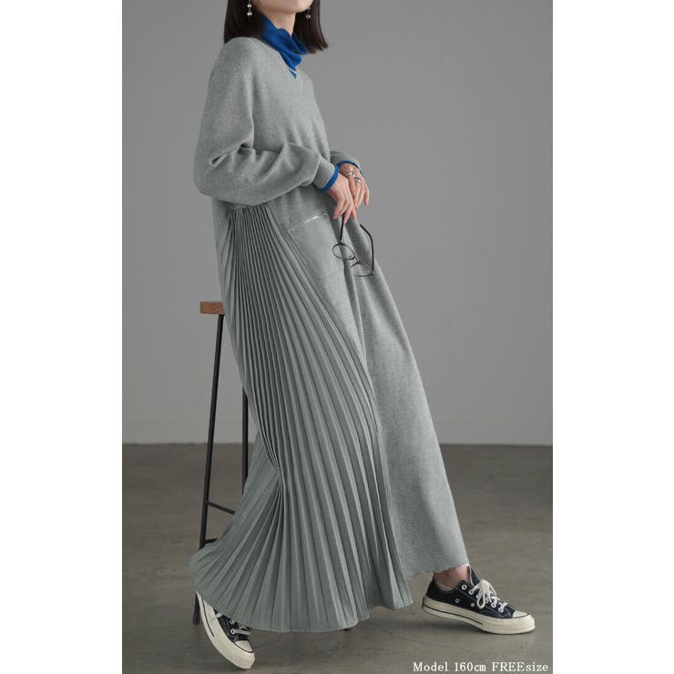 ワンピース ニット プリーツ | HUG.U | 詳細画像8 