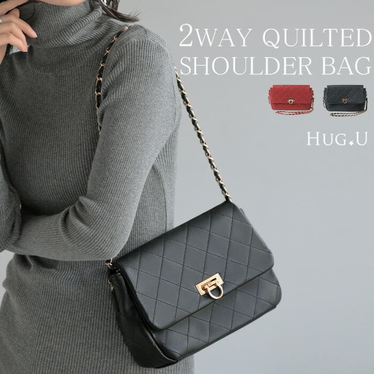 【楽天最安値に挑戦】 ショルダーバッグ 2WAY[品番：HHHW0004683]｜HUG.U チェーン バッグ