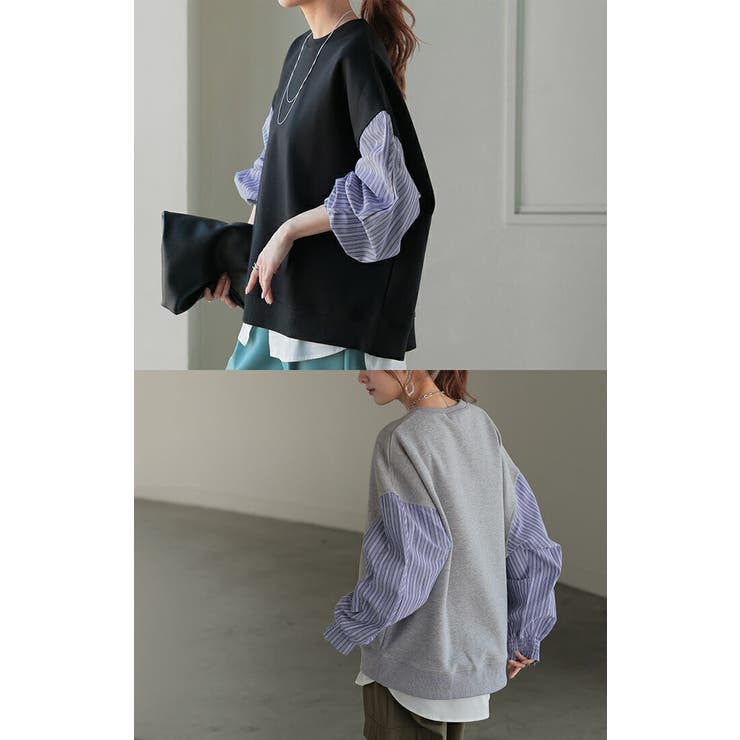 スウェット ドッキング トップス | HUG.U | 詳細画像4 