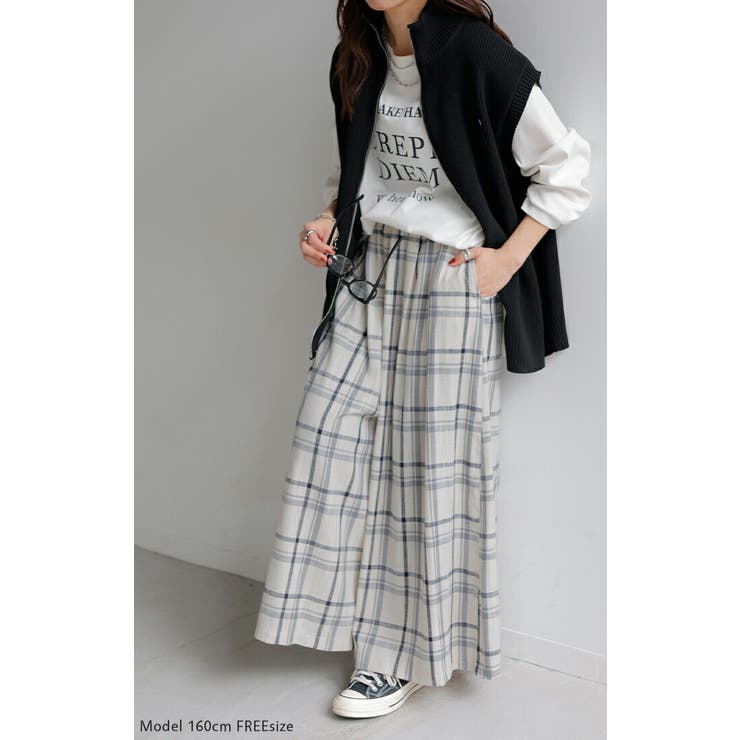 パンツ チェック ワイドパンツ | HUG.U | 詳細画像17 