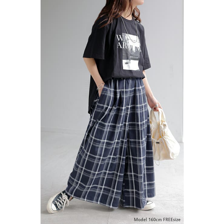 パンツ チェック ワイドパンツ | HUG.U | 詳細画像4 