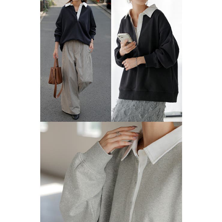 ラガーシャツ スウェット チュニック | HUG.U | 詳細画像8 