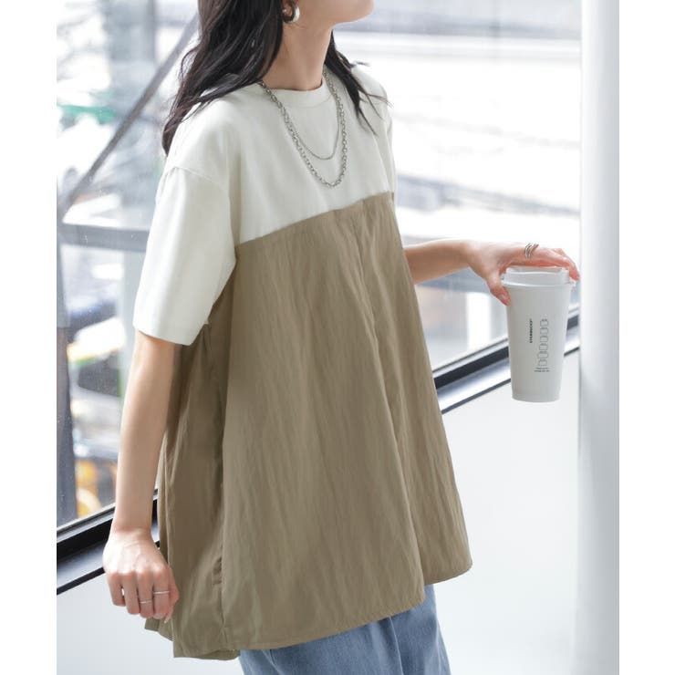 Tシャツ バックプリーツ 異素材 | HUG.U | 詳細画像8 