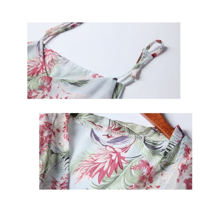 ルームウェア レディース パジャマ ボタニカル柄 シフォン 花柄 3点