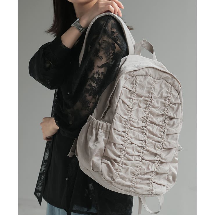 ライトグレー | リュック 撥水 ギャザー | HUG.U