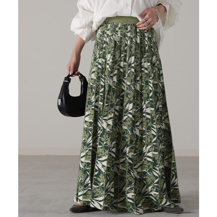 グリーン | スカート リーフ柄 柄 | HUG.U