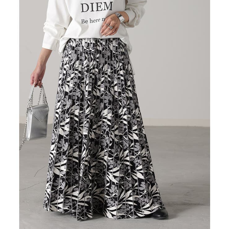 グレーブラック | スカート リーフ柄 柄 | HUG.U