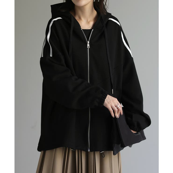 ブラック | パーカー ワッフル 体型カバー | HUG.U