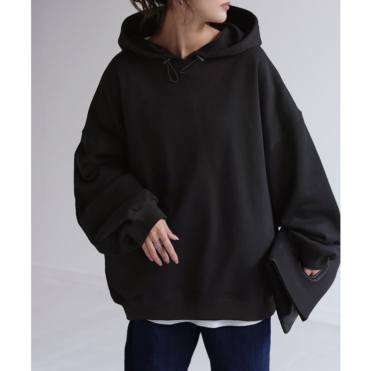 ブラック | パーカー 体型カバー トレーナー | HUG.U