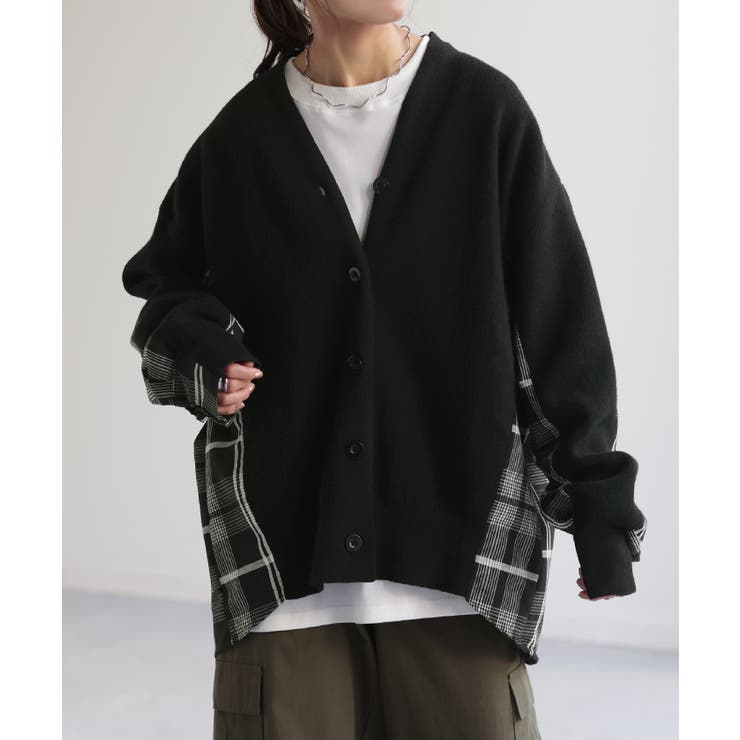 ブラック | カーディガン ニット 体型カバー | HUG.U