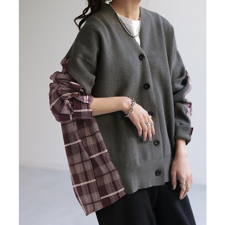 グレーボルドー | カーディガン ニット 体型カバー | HUG.U