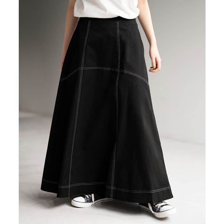 ブラック | スカート ステッチ Aライン | HUG.U