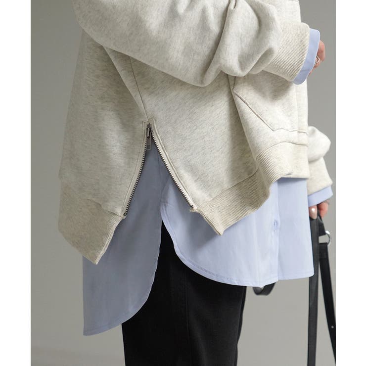 ブルー×ホワイト | カットソー シャツ レイヤード | HUG.U