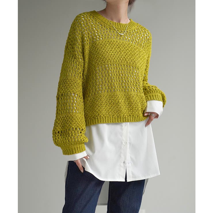 ホワイト | カットソー シャツ レイヤード | HUG.U