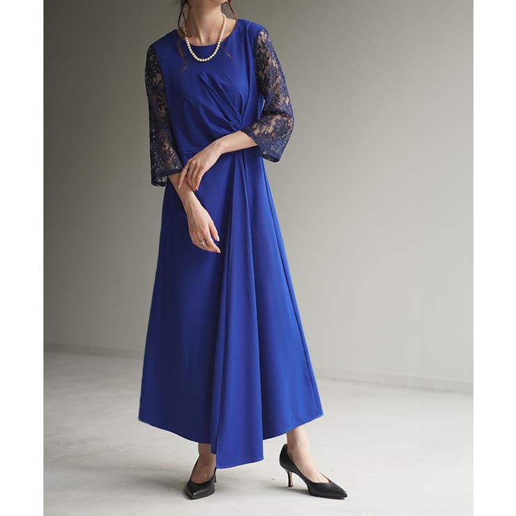 ブルー | ワンピース レース 結婚式 | HUG.U