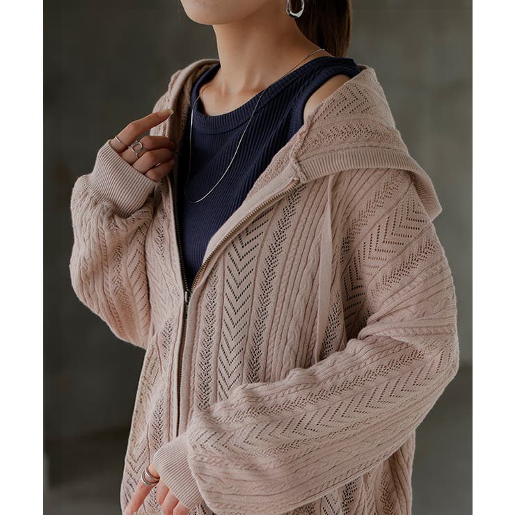 ダスティピンク | パーカー ニット 綿100 | HUG.U