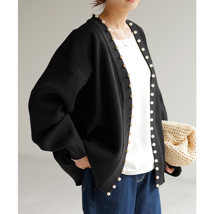 ブラック | カーディガン カーデ 大粒 | HUG.U