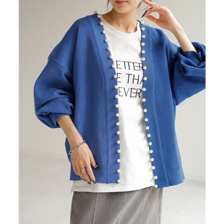 ブルー | カーディガン カーデ 大粒 | HUG.U