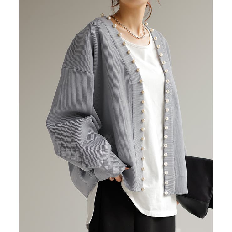 グレー | カーディガン カーデ 大粒 | HUG.U