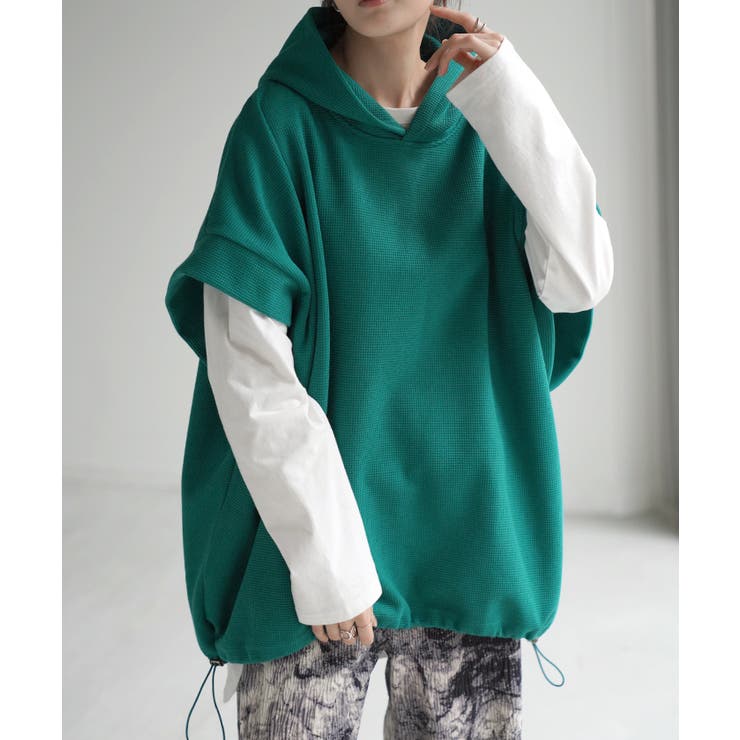 ピーコックグリーン | パーカー 体型カバー ベスト | HUG.U