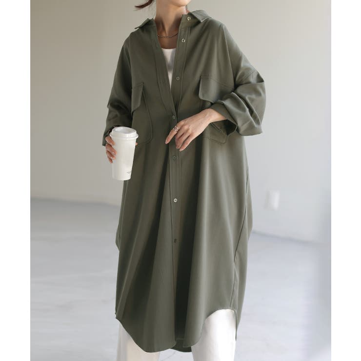 オリーブ | シャツ 体型カバー カラーシャツ | HUG.U