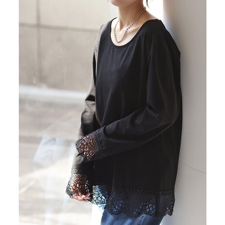 ブラック | トップス ロンT レース | HUG.U