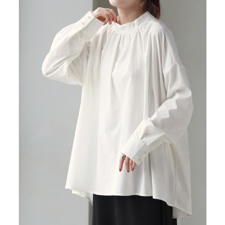 ホワイト | シャツ ロング ブラウス | HUG.U