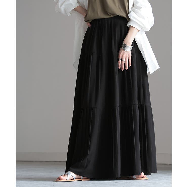 ブラック | スカート ロング ティアード | HUG.U