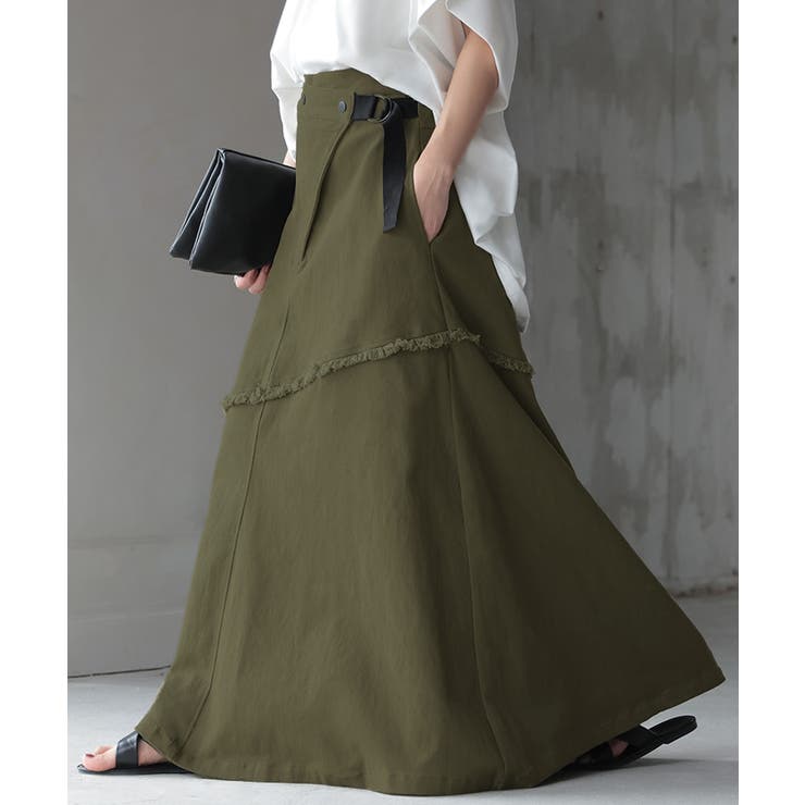 カーキ | スカート Aライン ラップ | HUG.U