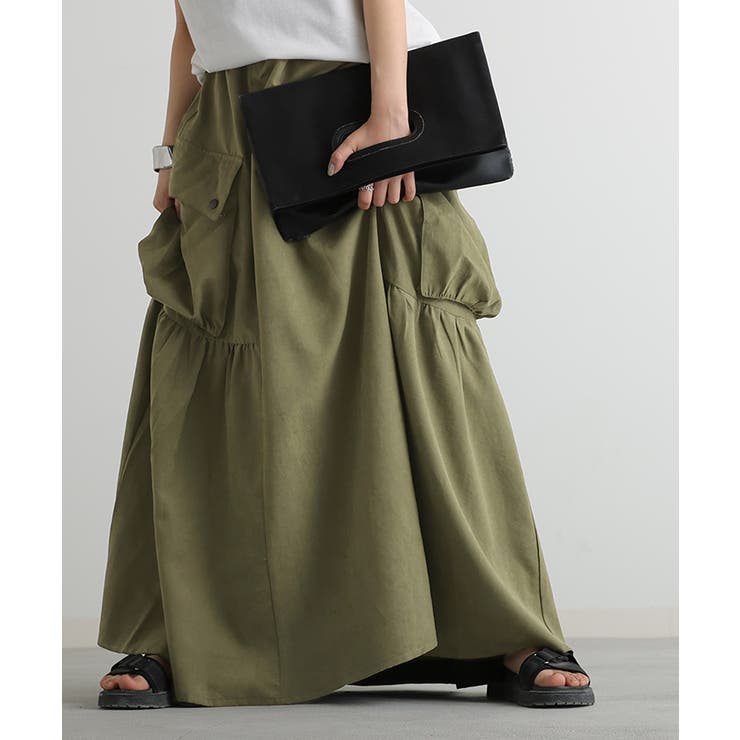 モスグリーン | スカート 桃生地 Aライン | HUG.U