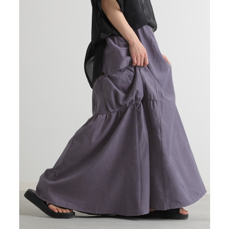 パープルブルー | スカート 桃生地 Aライン | HUG.U