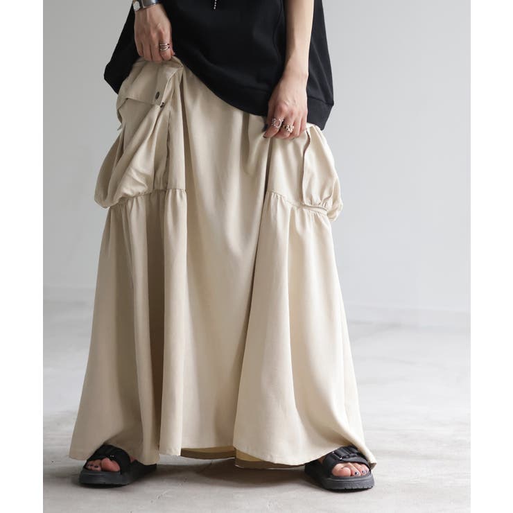 エクリュベージュ | スカート 桃生地 Aライン | HUG.U