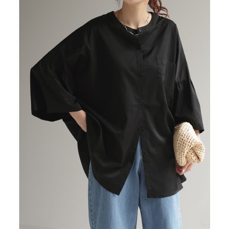 ブラック | シャツ フレア袖 体型カバー | HUG.U