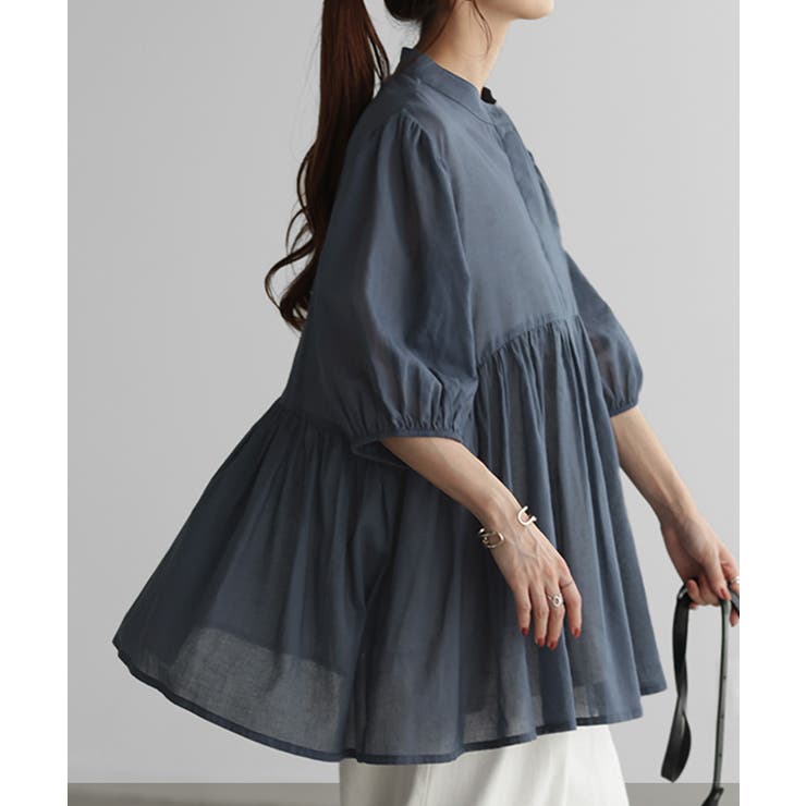 グレイッシュブルー | ブラウス チュニック シャツ | HUG.U