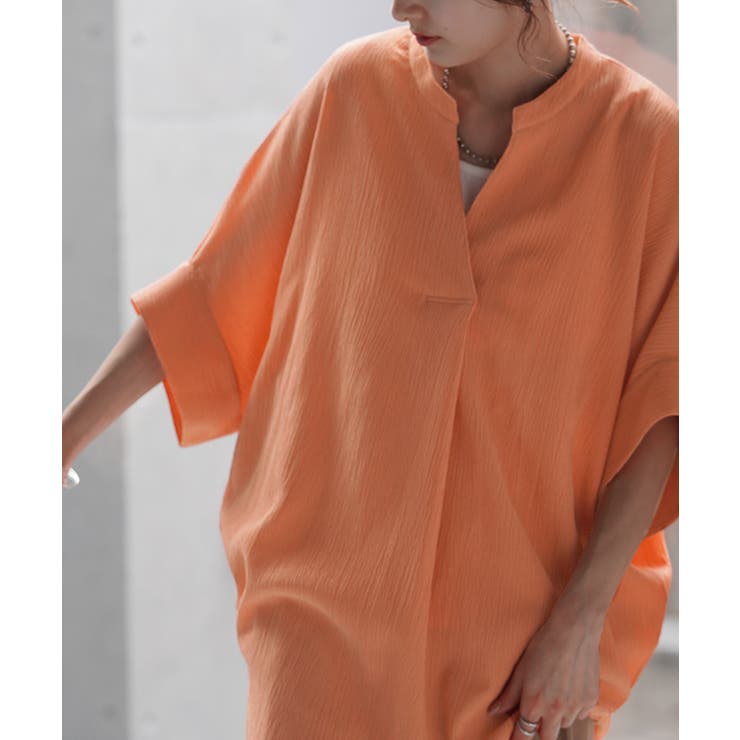 アプリコット | ブラウス 楊柳 キーネック | HUG.U