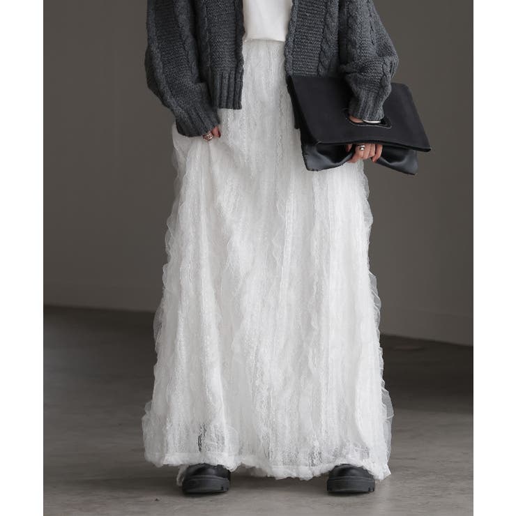 ホワイト | スカート ロング チュール | HUG.U