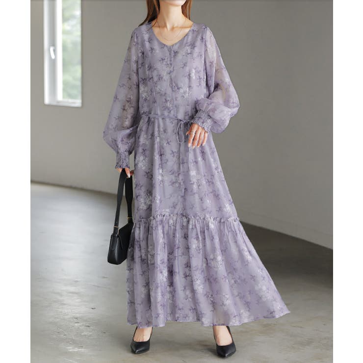 フローラルパープル | ワンピース 花柄 マーメイド | HUG.U