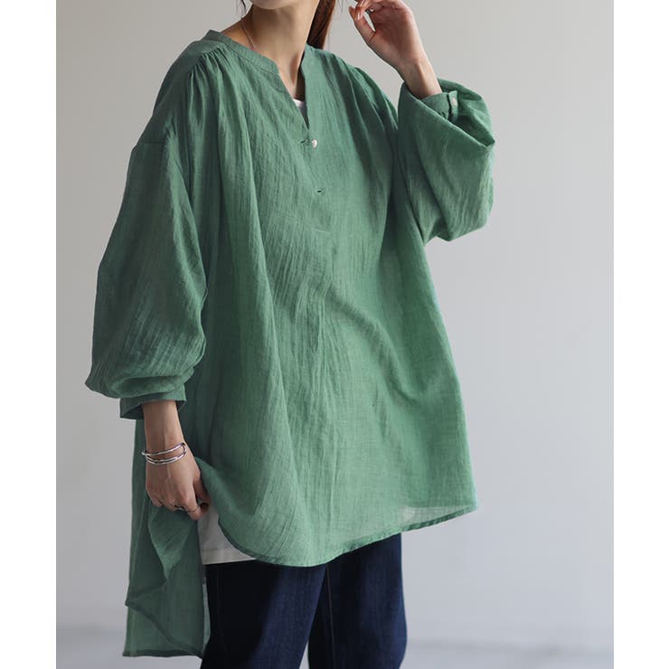 リーフグリーン | シャツ ナチュラル スキッパー | HUG.U