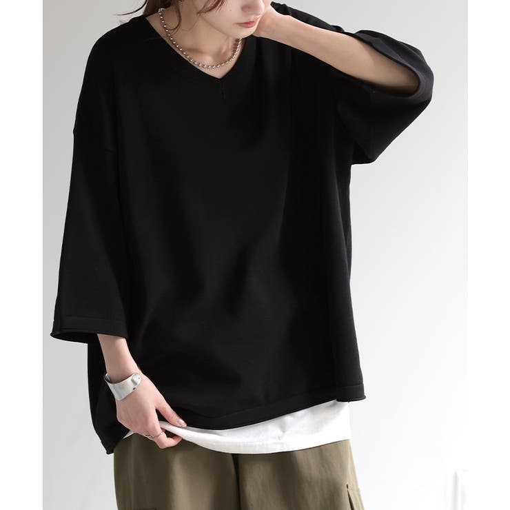 ブラック | サマーニット Vネック ひんやり | HUG.U