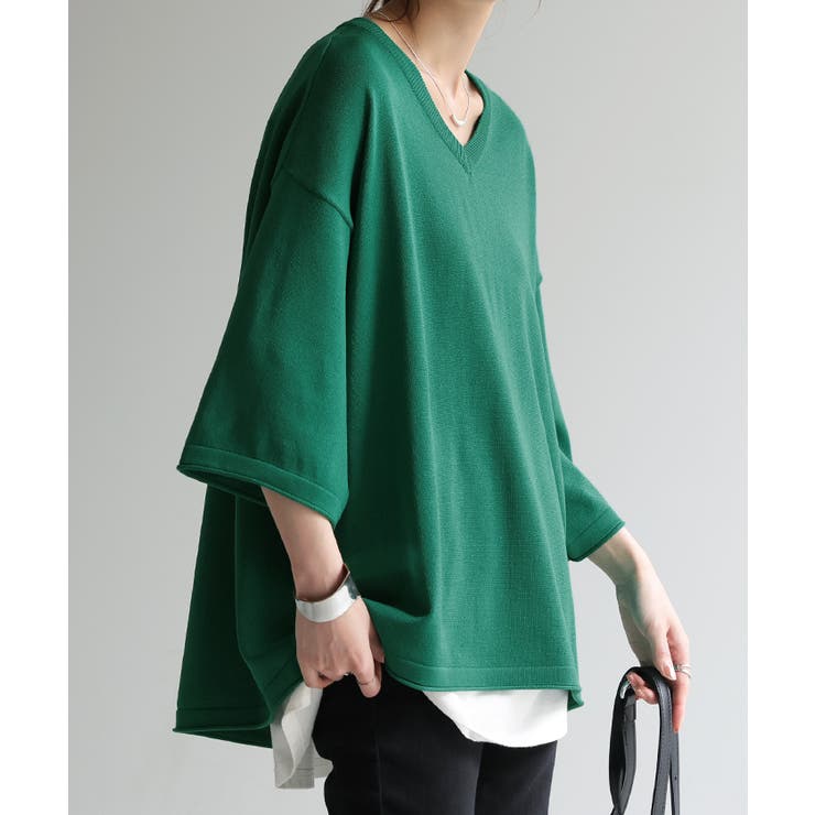 グリーン | サマーニット Vネック ひんやり | HUG.U