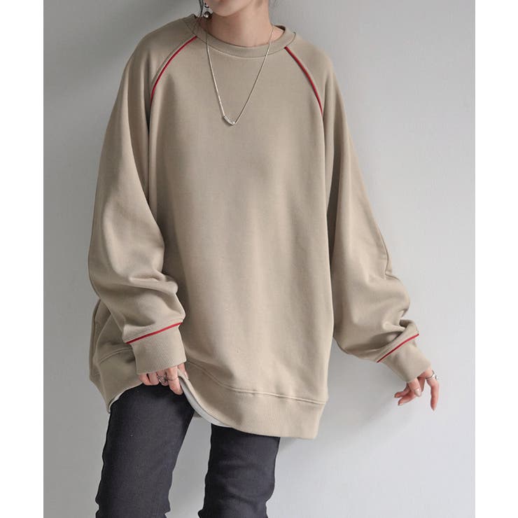 ラテベージュ | スウェット 配色 ロング | HUG.U