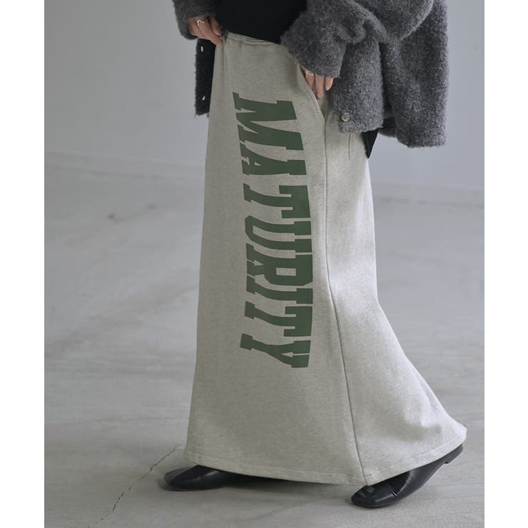 メランジグレー | スカート ロゴ スウェット | HUG.U