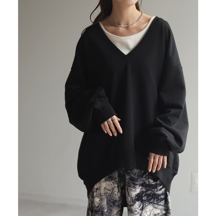 ブラック | トップス 深V スウェット | HUG.U